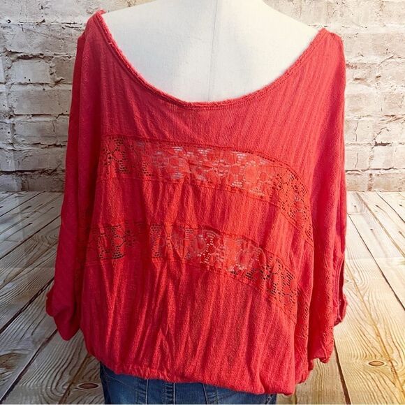 Free People boho drawstring lace knit oversized top - Picture 5 of 5
